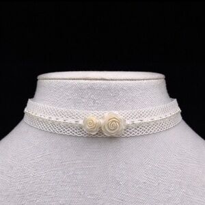 Handmade Softgirl Lolita Rose Pearl Lace Choker Necklace